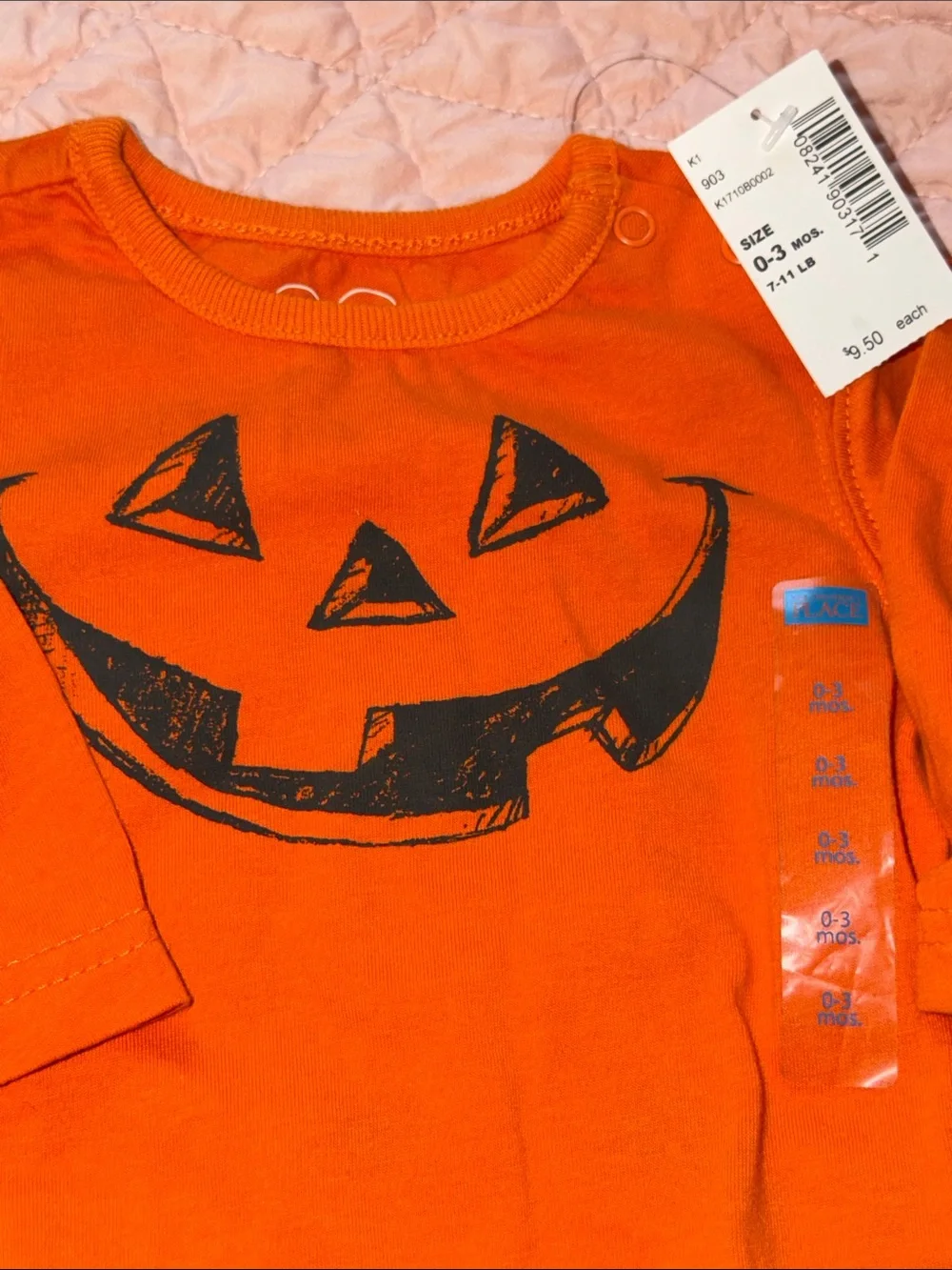 The Children’s Place Halloween Baby 🎃 NWT 0-3 months Long-sleeve Onesie Orange